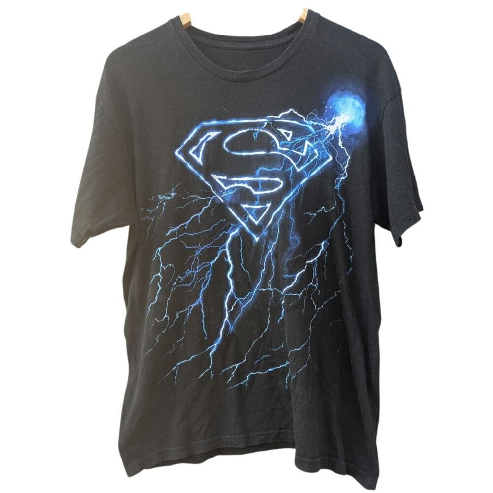 DC Comics Superman Black Short Sleeve T Shirt Nerdy  Mens L Hero Comic Con